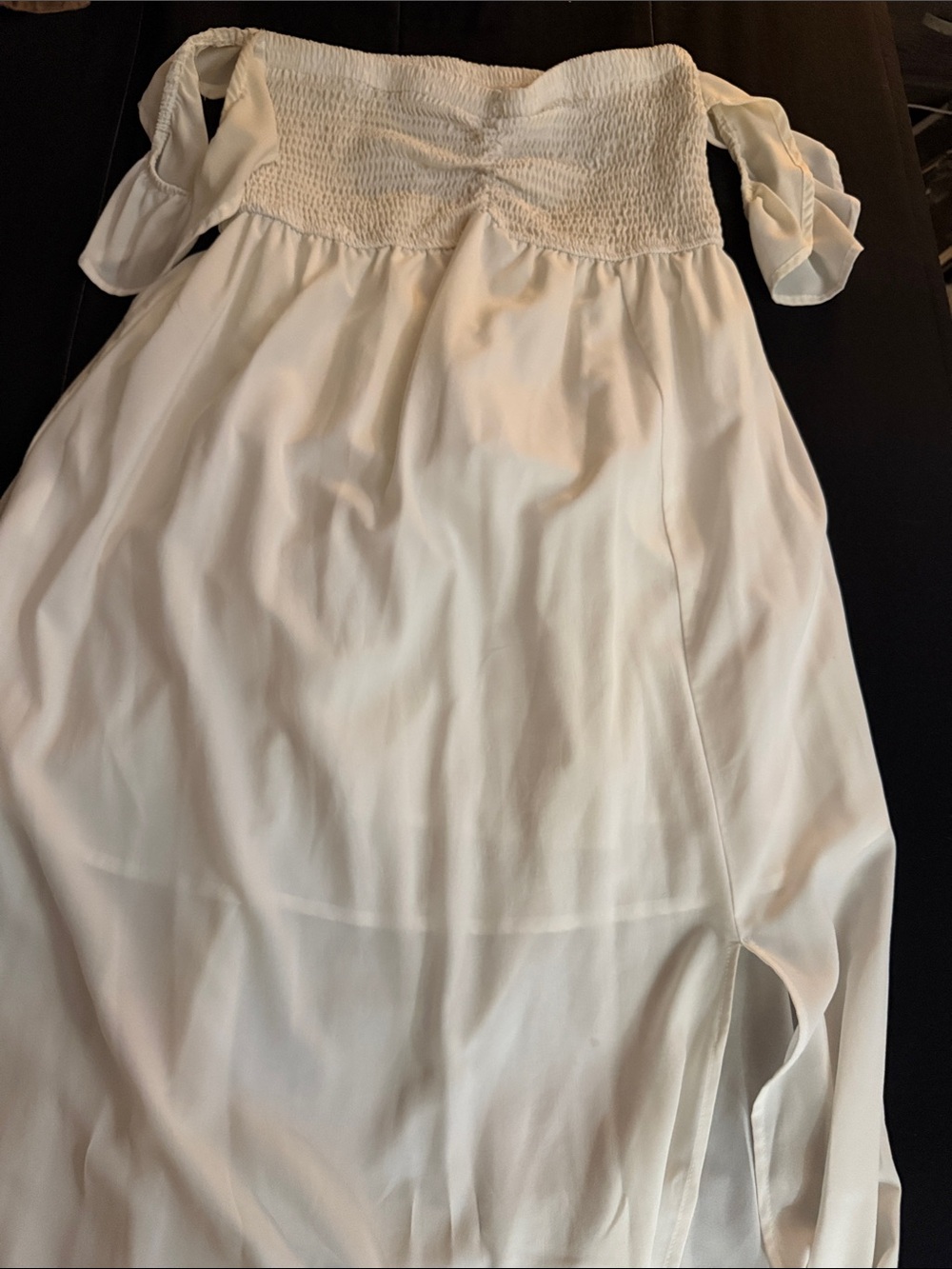 White Off-Shoulder Maxi Dress w/ Slit